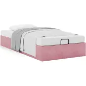 Syfax Ottoman-Bett ohne Matratze Rosa 100x200 cm Samt