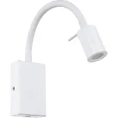 Eglo LED Wandlampe Tazzoli, Wandleuchte mit USB-Anschluss, Wandstrahler mit flexiblem Lesearm, Schlafzimmerlampe, Lampe mit Schalter, warmweiß