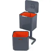 Joseph Joseph IntelligentWaste Totem Max 60 - Abfallbehälter mit separater Recycling-Einheit, inkl. Biomüll-Caddy, 60 Liter - graphit