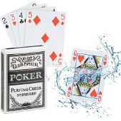 Relaxdays 10 x Pokerkarten Plastik im Set, wasserfestes Kartenspiel, reiß- & knickfest, 540 Karten, Texas Hold'em, Profi Pokerset