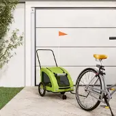 vidaXL Möbel Fahrradanhänger Hunde Grün Oxford-Gewebe und Eisen - Fahrradanhänger &49935