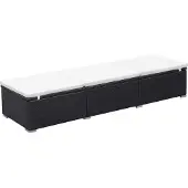 Syfax Sonnenliege mit Auflage Poly Rattan Schwarz