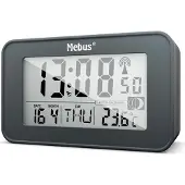 Mebus digitaler Funkwecker mit Mondkalender, Beleuchtung, Innenthermometer, 2 Weckzeiten, Schlummer-Funktion