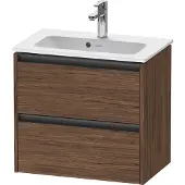 Duravit Waschtischunterschrank Ketho.2 Compact 61x39cm, Nussb dkl., 2 Schub., wandhängend