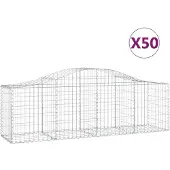 vidaXL Gabionen mit Hochbogen 50 Stk. 200x50x60/80 cm Verzinktes Eisen