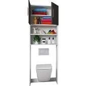 VCM Holz WC Toilette Regal | Toilettenüberbau | Überbauschrank | Wandschrank | Maße ca. B. 64 x H. 190 x T. 25 cm - Totas