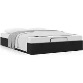 Syfax Ottoman-Bett ohne Matratze Schwarz 140x190 cm Samt