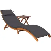 vidaXL Möbel Sonnenliege mit Tisch und Auflage Massivholz Akazie - Gartenliegen &9026