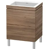 Duravit Waschtischunterschrank c-bonded L-Cube 60x48cm, o HL, Nussb Nat, 2 Ausz., steh.