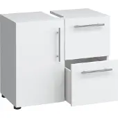 VCM Holz Waschbeckenunterschrank | Badschrank | Maße: H. 51 x B. 61 x T. 32 cm | 1 Drehtür | 2 große Schubladen | modernes Badezimmermöbel - Flandu