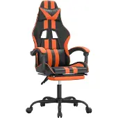 vidaXL Gaming-Stuhl mit Fußstütze Schwarz und Orange Kunstleder