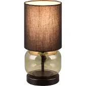 TRIO Schwarze Tischlampe Elio mit grünem Glas