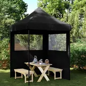 Prolenta Maison Exclusive - Partyzelt Faltbar Pop-Up mit 2 Seitenteilen Schwarz