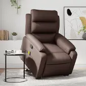 Prolenta Maison Exclusive - Massagesessel mit Aufstehhilfe Braun Kunstleder