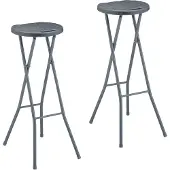 Relaxdays Barhocker, 2er Set, Rattan-Optik, klappbarer Garten Tresenhocker, Kunststoff, Stahl, HBT: 80x34x45 cm, grau