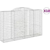 vidaXL Gabionen mit Hochbogen 10 Stk 300x50x180/200cm Verzinktes Eisen