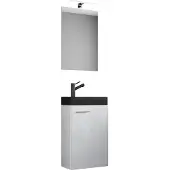 VCM 3-tlg Set | Waschplatz für Gäste WC | Gästebad | Waschtisch mit Spiegel | Badezimmer Set – Slito SP-BL