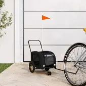 vidaXL Möbel Fahrradanhänger Hunde Schwarz Oxford-Gewebe und Eisen - Fahrradanhänger &8383