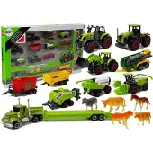 Import LEANToys Landwirtschaft Fahrzeug Set Traktor Anhänger Tiere Bauernhof Spielzeug, Größe:UNIVERSAL