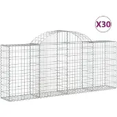 vidaXL Gabionen mit Hochbogen 30 Stk. 200x30x80/100cm Verzinktes Eisen