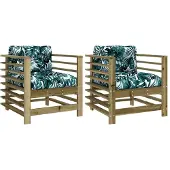 vidaXL Gartenstühle mit Kissen 2 Stk. Kiefernholz Imprägniert