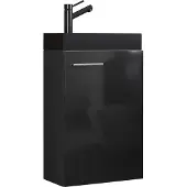 VCM 2-tlg Waschtisch Slito Toilette schmal Schwarz