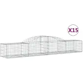 vidaXL Gabionen mit Hochbogen 15 Stk. 300x50x40/60 cm Verzinktes Eisen