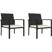 Syfax Garten-Essstühle 2 Stk. Poly Rattan Schwarz