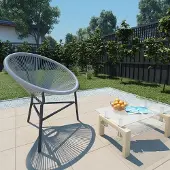 vidaXL Garten-Mond-Stuhl Poly Rattan Grau , Gartenstühle Design 2024