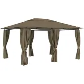 Syfax Gartenzelt mit Vorhängen 4x3 m Taupe 180 g/m²