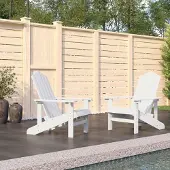 vidaXL Möbel Outdoor Relaxsessel,Balkonstuhl Adirondack-Gartenstühle 2 Stk. HDPE Weiß DE94073