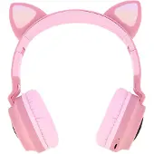 Avizar , Kabellose Bluetooth-Kopfhörer mit Katzenohren (Kitty Headset), Rosa