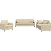 vidaXL 3-tlg. Sofagarnitur mit Kissen Creme Stoff,Farbe