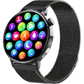 INF Smartwatch mit EKG-Herzfrequenz, Blutsauerstoff, Schlafüberwachung Armband aus Edelstahl