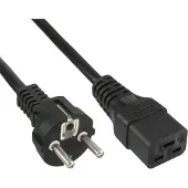InLine Netzkabel 16A, Schutzkontakt gerade / Kaltgerätestecker IEC320/C19, 2m, 2 m, Netzstecker Typ F, IEC C19, 250 V, 16 A