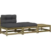 vidaXL Gartensofa ohne Armlehnen mit Kissen und Hockern