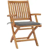 vidaXL Gartenstühle 2 Stk. mit Grauen Kissen Teak Massivholz