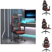 vidaXL Gaming-Stuhl mit Massage & Fußstütze Schwarz Weinrot Kunstleder - Gaming-Sessel