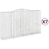 vidaXL Gabionen mit Hochbogen 7 Stk. 400x50x220/240cm Verzinktes Eisen