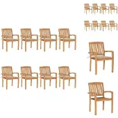 vidaXL Stapelbare Gartenstühle mit Kissen 8 Stk. Massivholz Teak - Gartenstühle