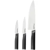 KitchenAid KitchenCraft KEG3PTHEOHOBA Messerset de Küche de 3 Stück, Edelstahl, Schwarz