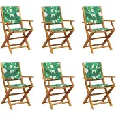 vidaXL Gartenstühle 6 Stk. Klappbar Grün Stoff und Massivholz