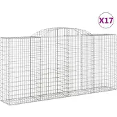 vidaXL Gabionen mit Hochbogen 17 Stk 300x50x140/160cm Verzinktes Eisen