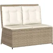 vidaXL Gartenbank Verstellbar mit Kissen Beige Poly Rattan