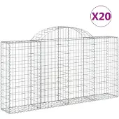 vidaXL Gabionen mit Hochbogen 20Stk. 200x30x100/120cm Verzinktes Eisen