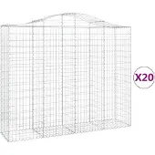 vidaXL Gabionen mit Hochbogen 20Stk. 200x50x160/180cm Verzinktes Eisen