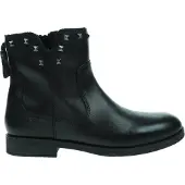 Geox AGATA Damen Stiefeletten Schwarz, Kunstleder mit Nieten und Fransen