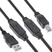 InLine USB 2.0 Aktiv-Kabel, USB-A Stecker zu USB-B Stecker, 25m, 25 m, USB A, USB B, USB 2.0, 0,48 Gbit/s, Schwarz