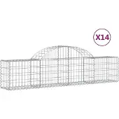 vidaXL Gabionen mit Hochbogen 14 Stk. 200x30x40/60 cm Verzinktes Eisen