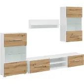 Syfax 5-tlg. Wohnwand mit LED-Beleuchtung Artisan-Eiche Holzwerkstoff